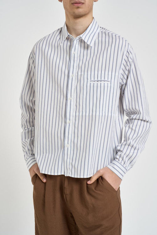 Camicia uomo bianca a righe blu