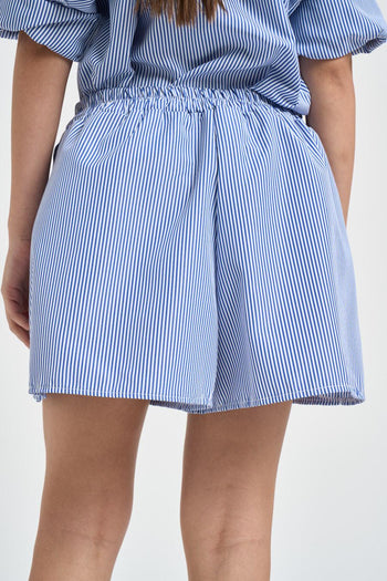 Shorts donna a righe blu e bianche - 3