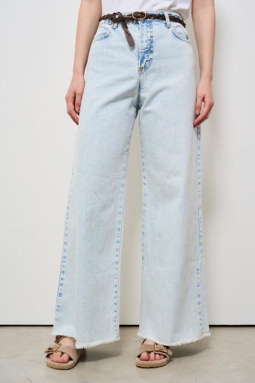 Jeans donna a palazzo in denim chiaro