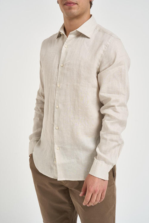 Camicia uomo in lino sabbia - 2