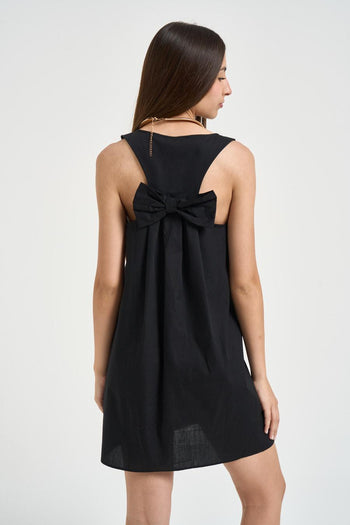 Abito donna con fiocco sul retro nero - 3