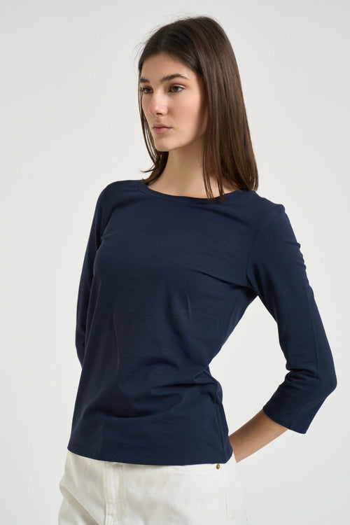T-shirt donna maniche 3/4 blu - 2