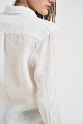 Camicia donna in lino bianca - 4
