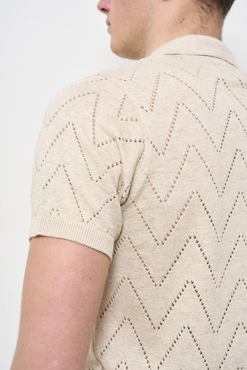 Polo uomo traforata beige - 6