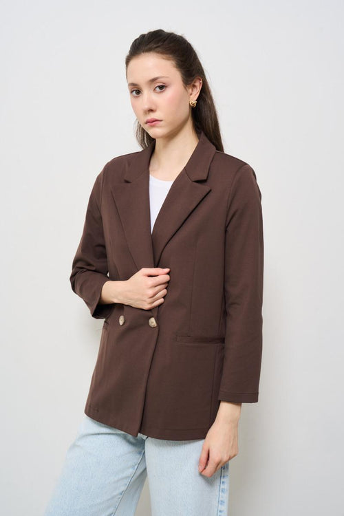 Giacca donna doppiopetto marrone - 2