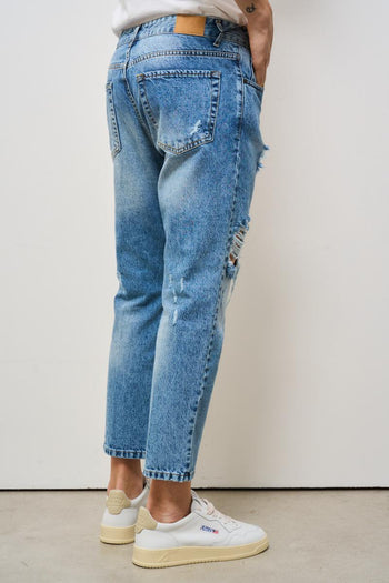 Jeans uomo regular in denim con rotture - 5
