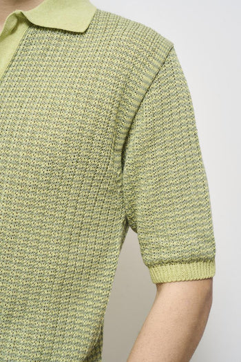 Polo uomo in maglia bicolor verde - 3