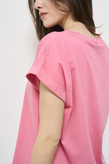 Women's pink t-shirt with front logo - 6
