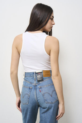 Top donna bianco smanicato - 6