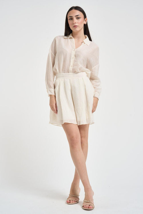 Camicia donna semitrasparente latte