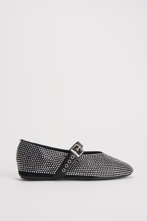 Ballerine donna nere con strass argento