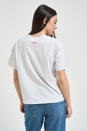 T-shirt donna con ricamo bianca - 4