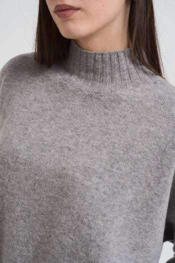 Maglia donna mezzo collo grigia - 4