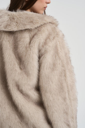 Ecopelliccia donna con frange beige - 4