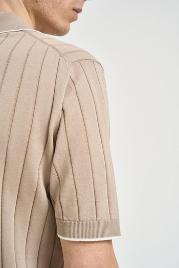 Polo uomo a coste beige - 4