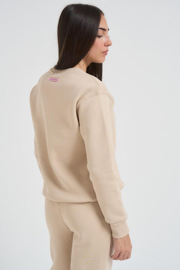 Felpa donna girocollo beige - 5