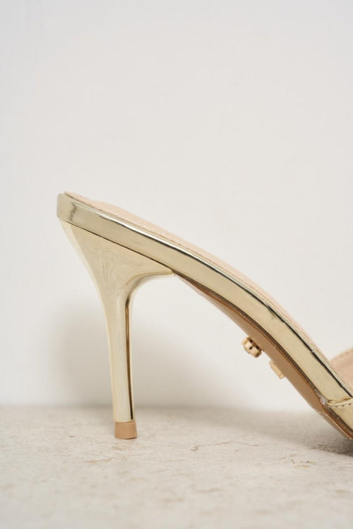 Gold women's sandal with heel - 2