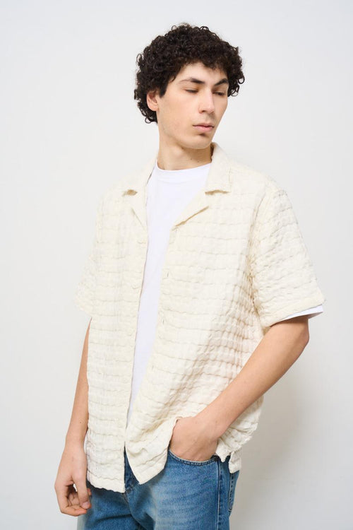 Camicia uomo traforata bianca