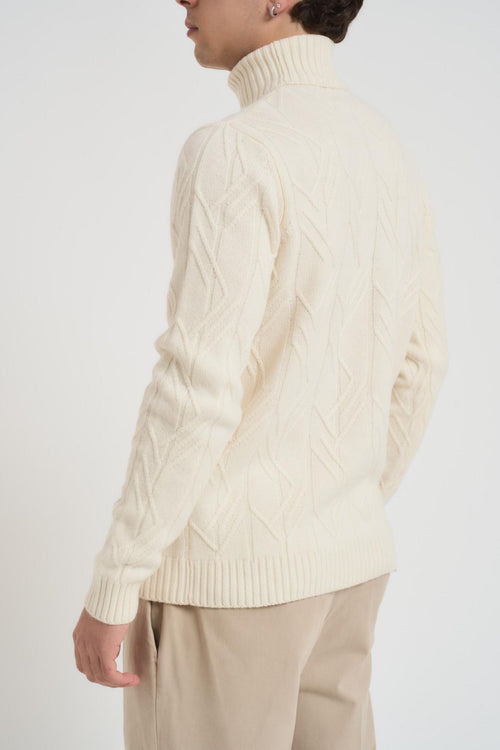 Maglia uomo collo alto panna - 2