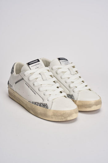 Sneakers donna bianche e glitter argento - 3