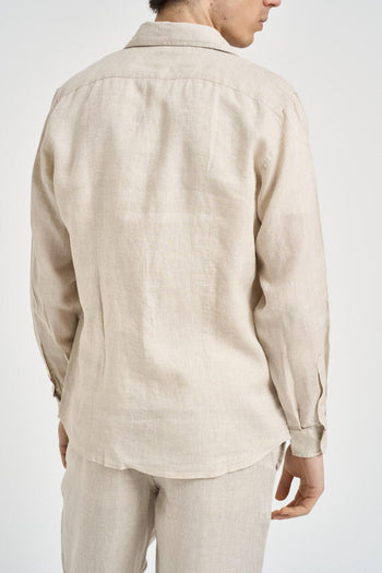 Camicia uomo in lino panna - 5