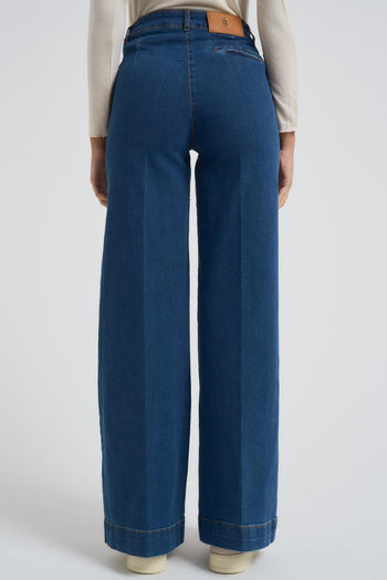 Jeans a zampa in denim stretch donna blu - 3