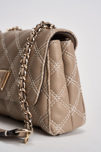 Borsa donna matelassé a tracolla tortora - 5