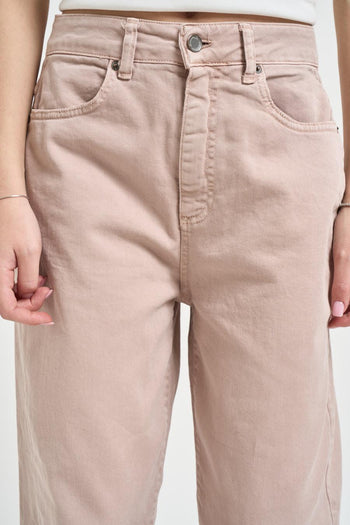Jeans donna balloon in denim rosa cipria - 3