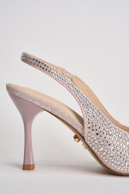 Sandalo donna con tacco rosa e argento - 2