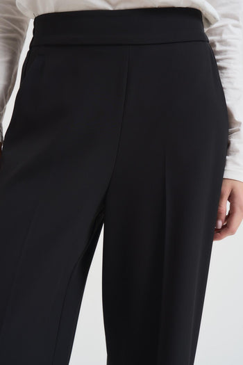 Pantalone donna elasticizzato a palazzo nero - 4