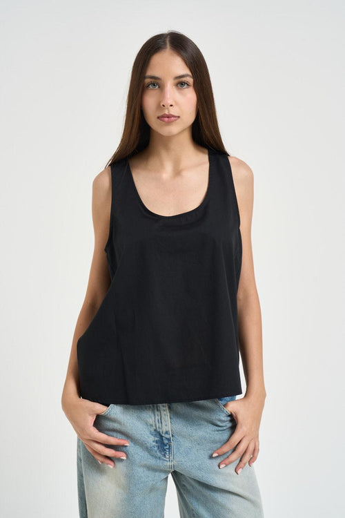 Top donna con fiocco sul retro nero - 1