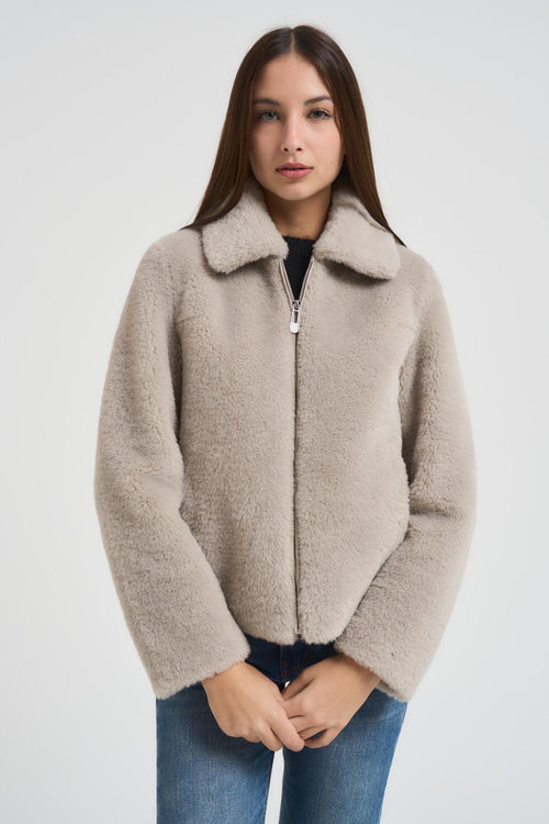 Ecopelliccia donna corta grigio chiaro