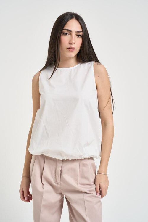 Top donna a palloncino bianco