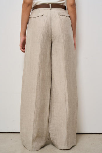 Pantalone donna a palazzo beige - 3