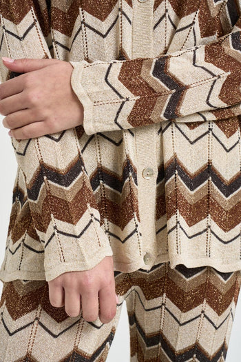 Cardigan donna in maglia chevron multicolor - 3