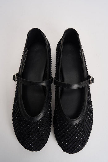 Ballerina donna rete nera con strass - 5