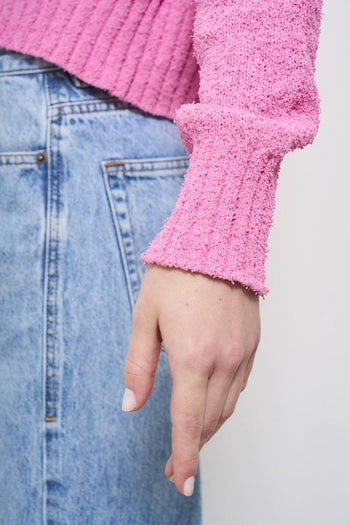 Maglia donna rosa cropped - 3