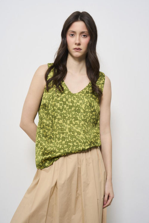 Top donna verde in fantasia