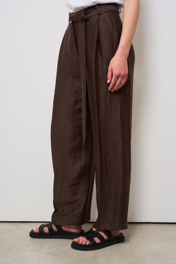 Pantalone donna a palazzo marrone - 4