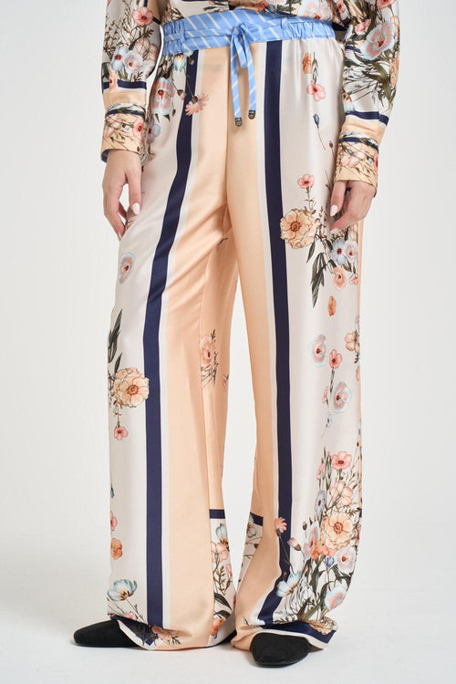 Pantalone donna a palazzo con stampa floreale - 1