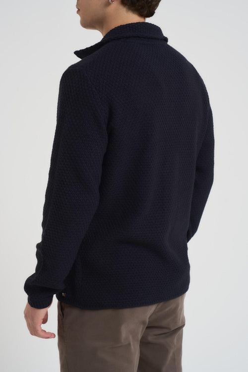 Giacca uomo in maglia blu notte - 2