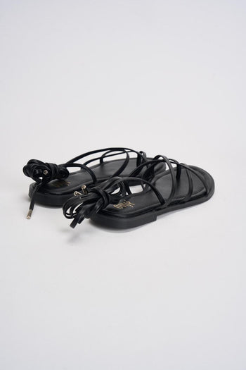Sandali donna flat in similpelle neri - 6