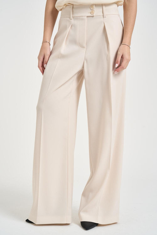 Pantalone donna a palazzo panna