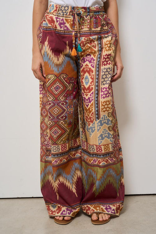 Pantalone donna a palazzo fantasia etnica