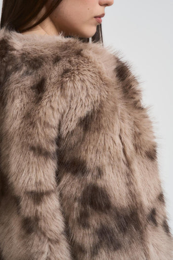 Ecopelliccia donna con applicazione gioiello maculata - 5