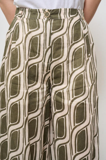 Pantalone donna in fantasia verde - 6