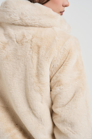 Ecopelliccia donna corta panna - 5