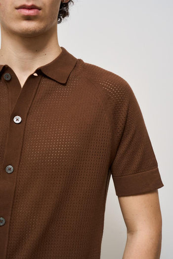 Polo uomo in maglia marrone - 3