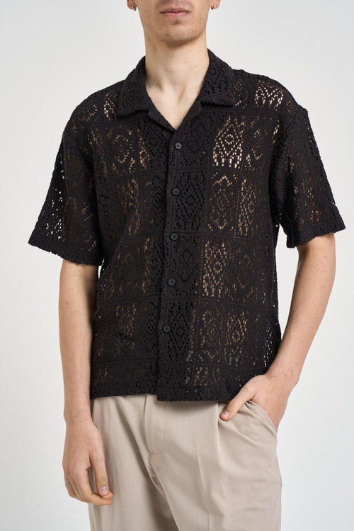 Camicia uomo traforata nera