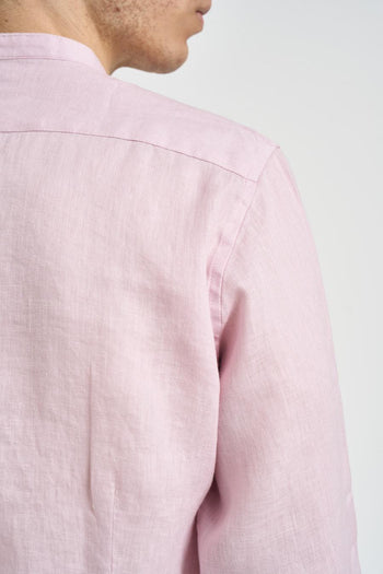 Camicia uomo rosa in lino - 4